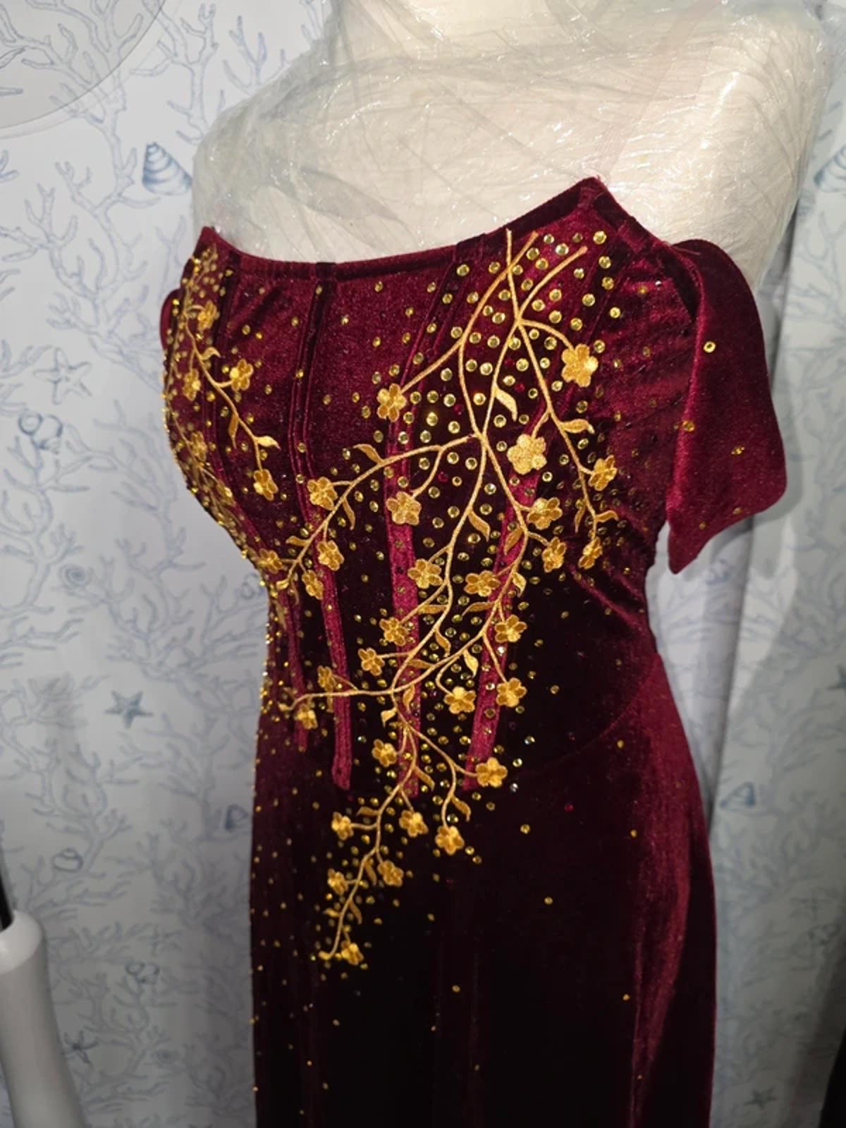 Custom Rhinestoned Velvet Fantasy Dress 12-14