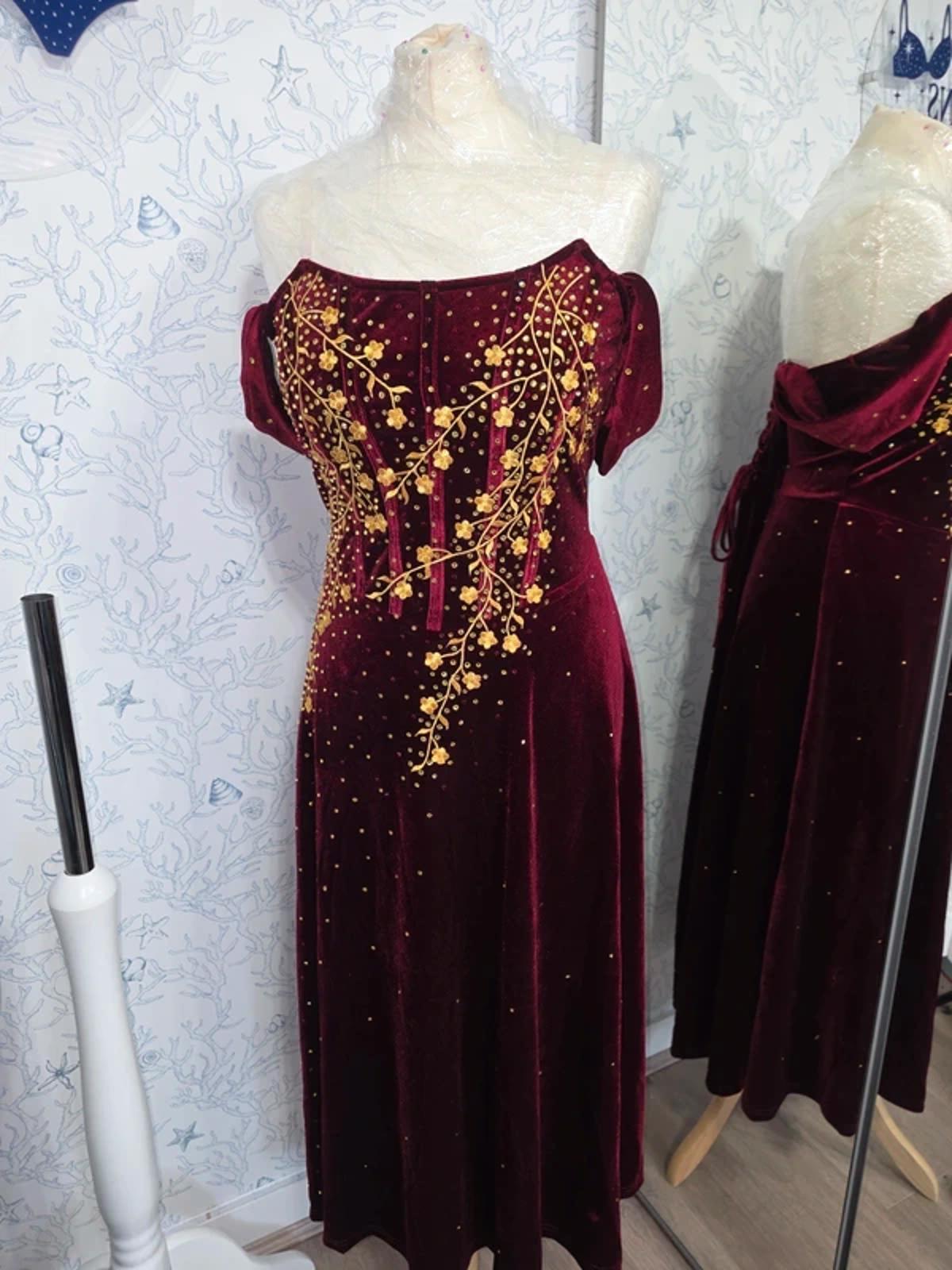Custom Rhinestoned Velvet Fantasy Dress 12-14