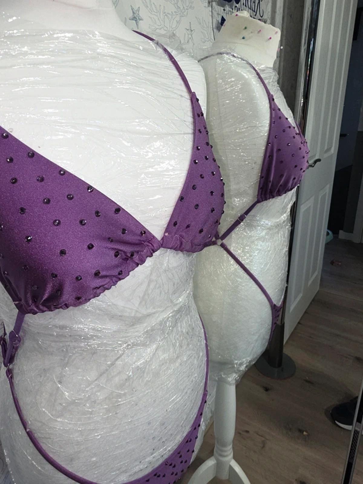 Purple Rhinestoned one piece 8-10