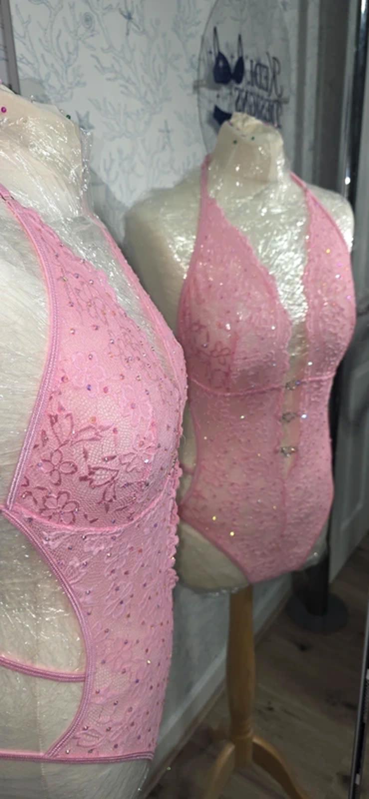 Pink Rhinestoned bodysuit 12-16