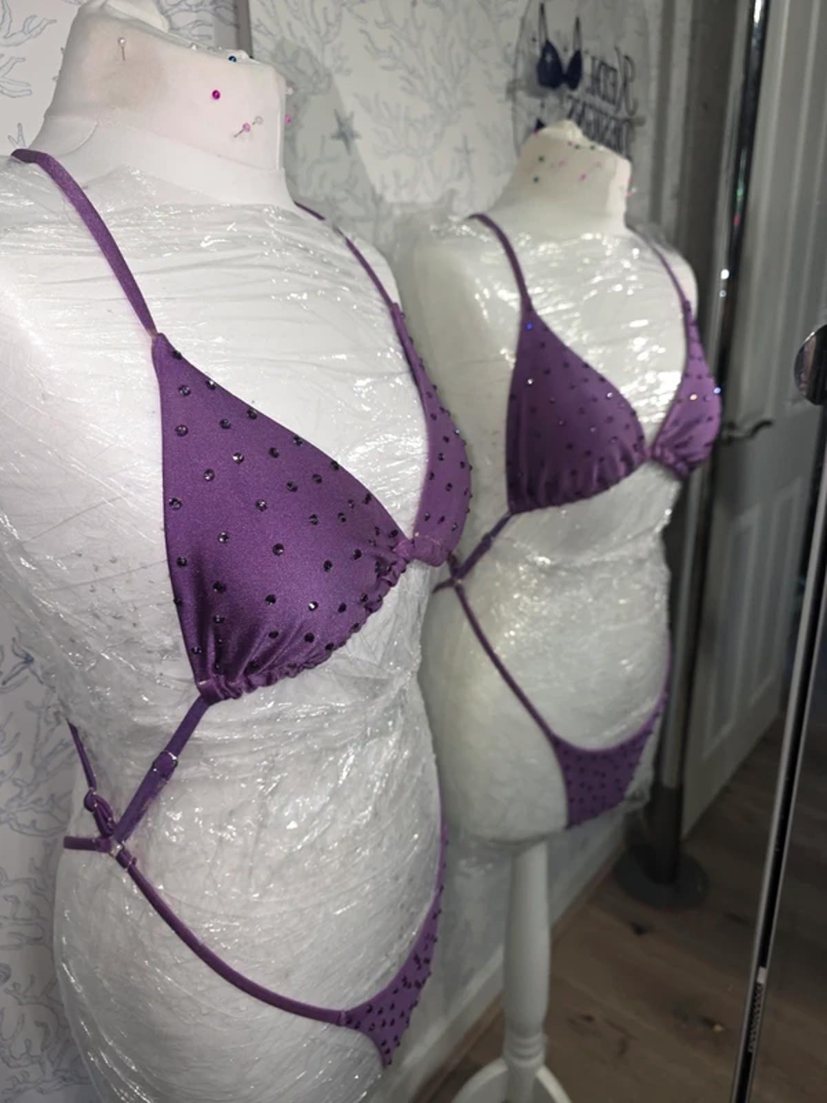 Purple Rhinestoned one piece 8-10