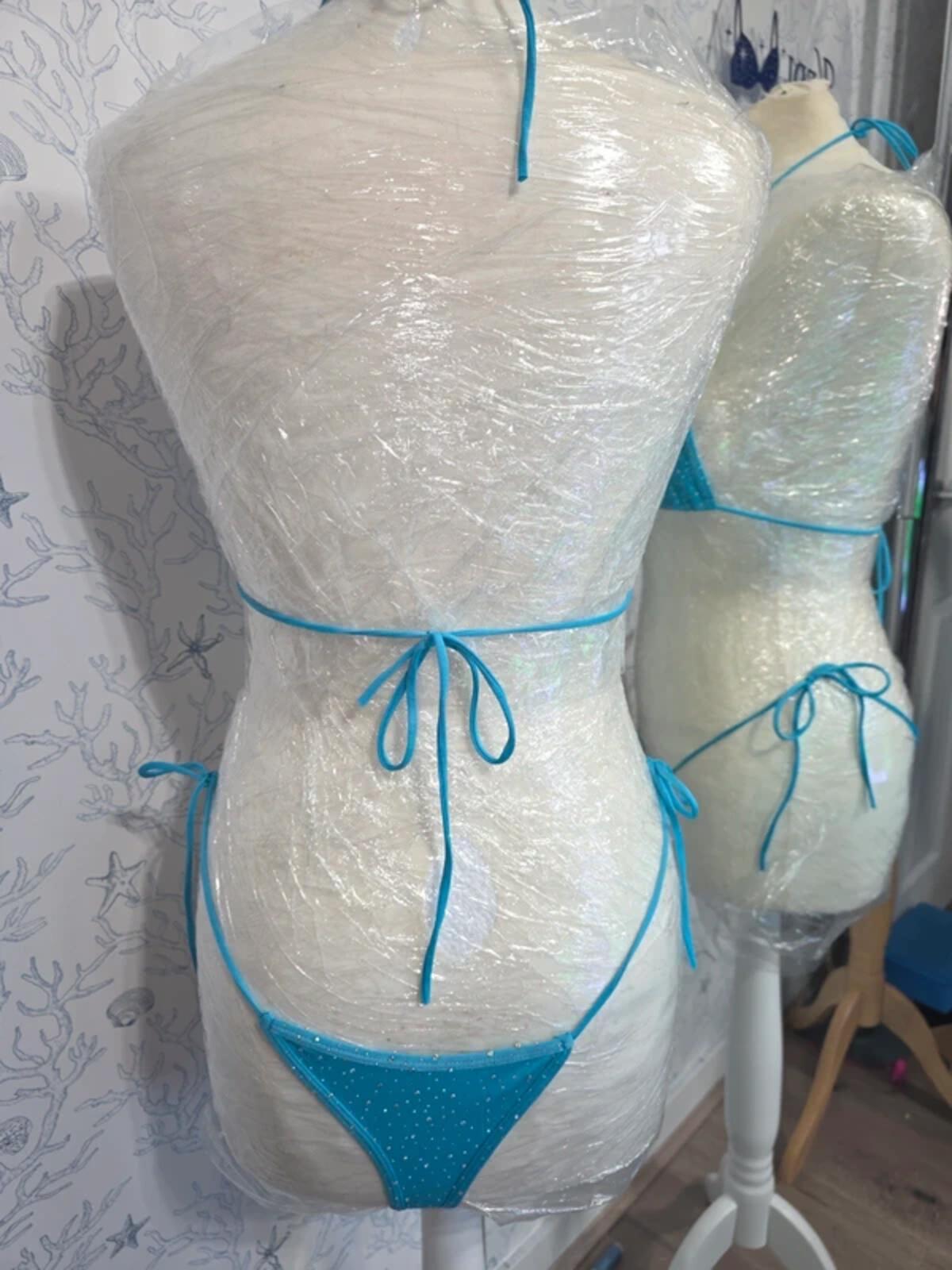 Blue Rhinestoned Bikini