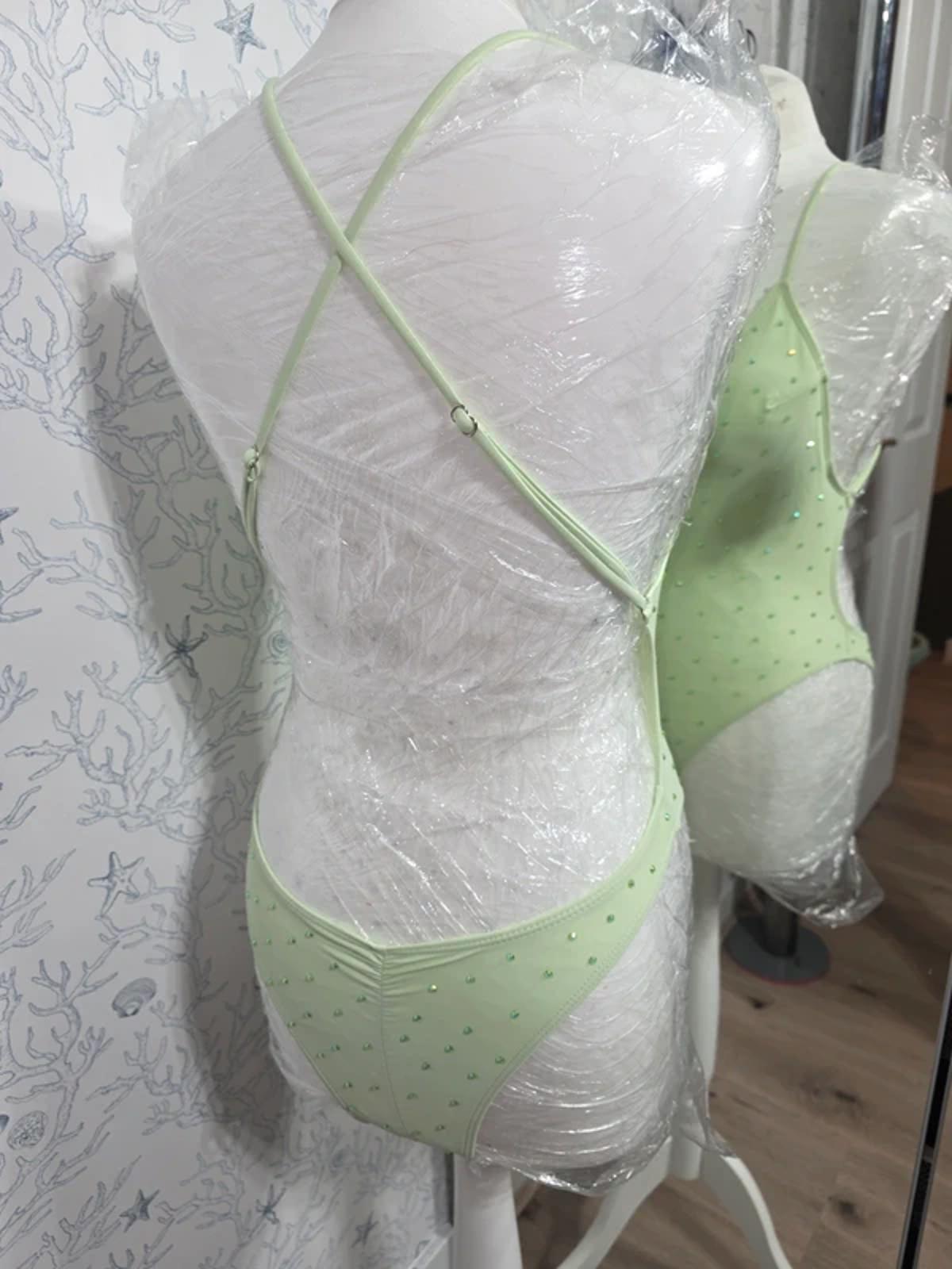 Light green rhinestoned bodysuit 8-10