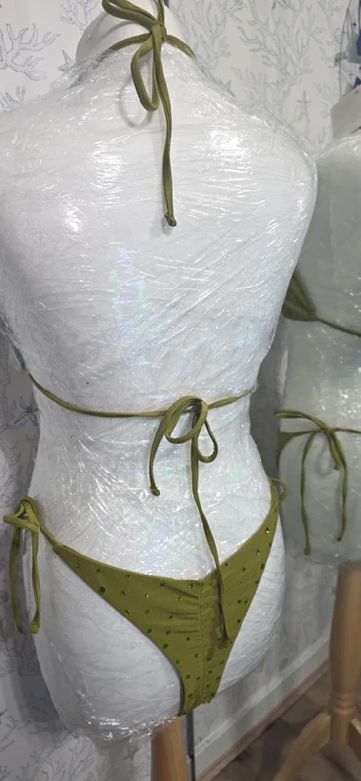 Green rhinestone Bikini size 12-14