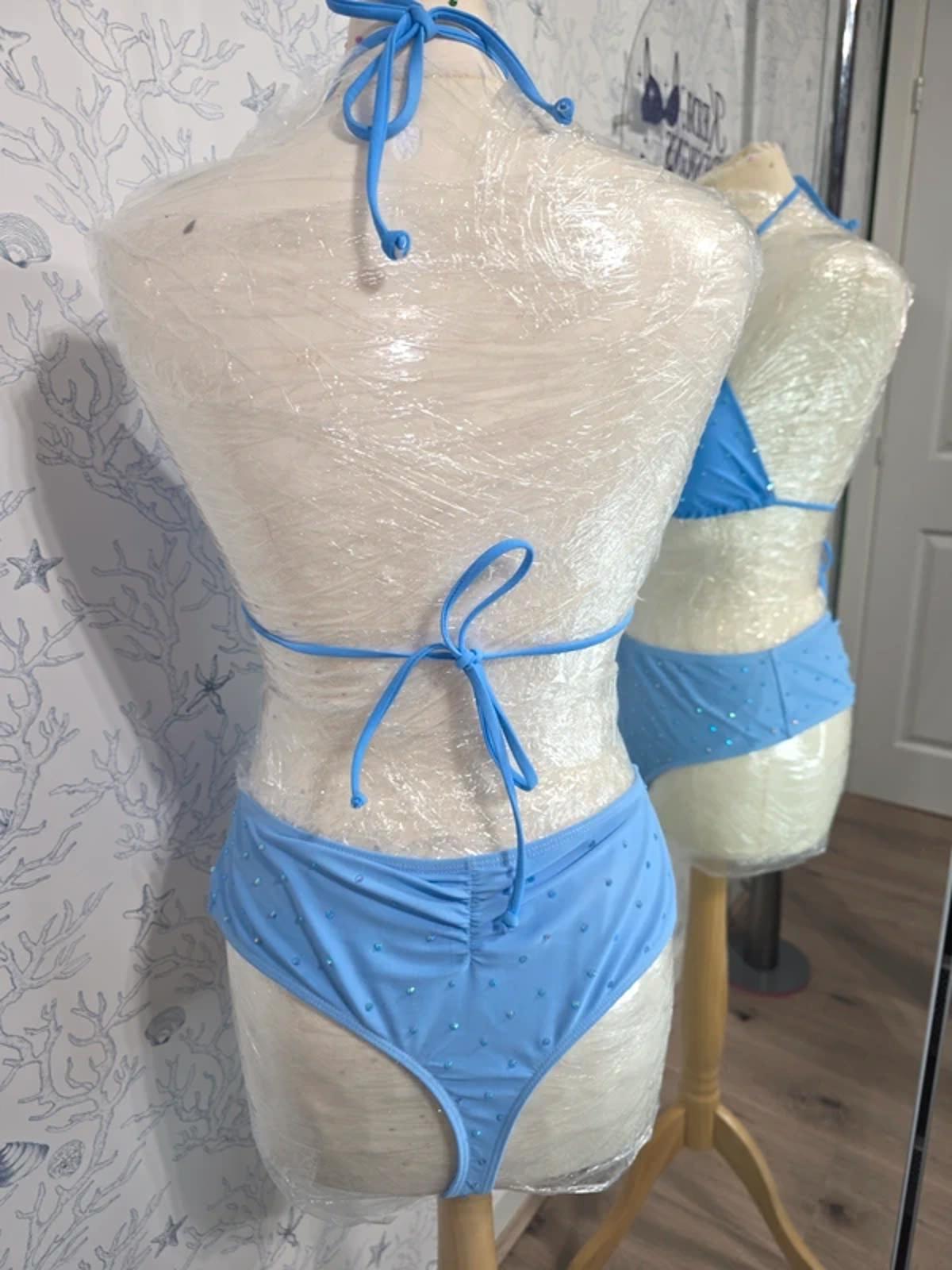 Blue Rhinestoned Bikini 16-18