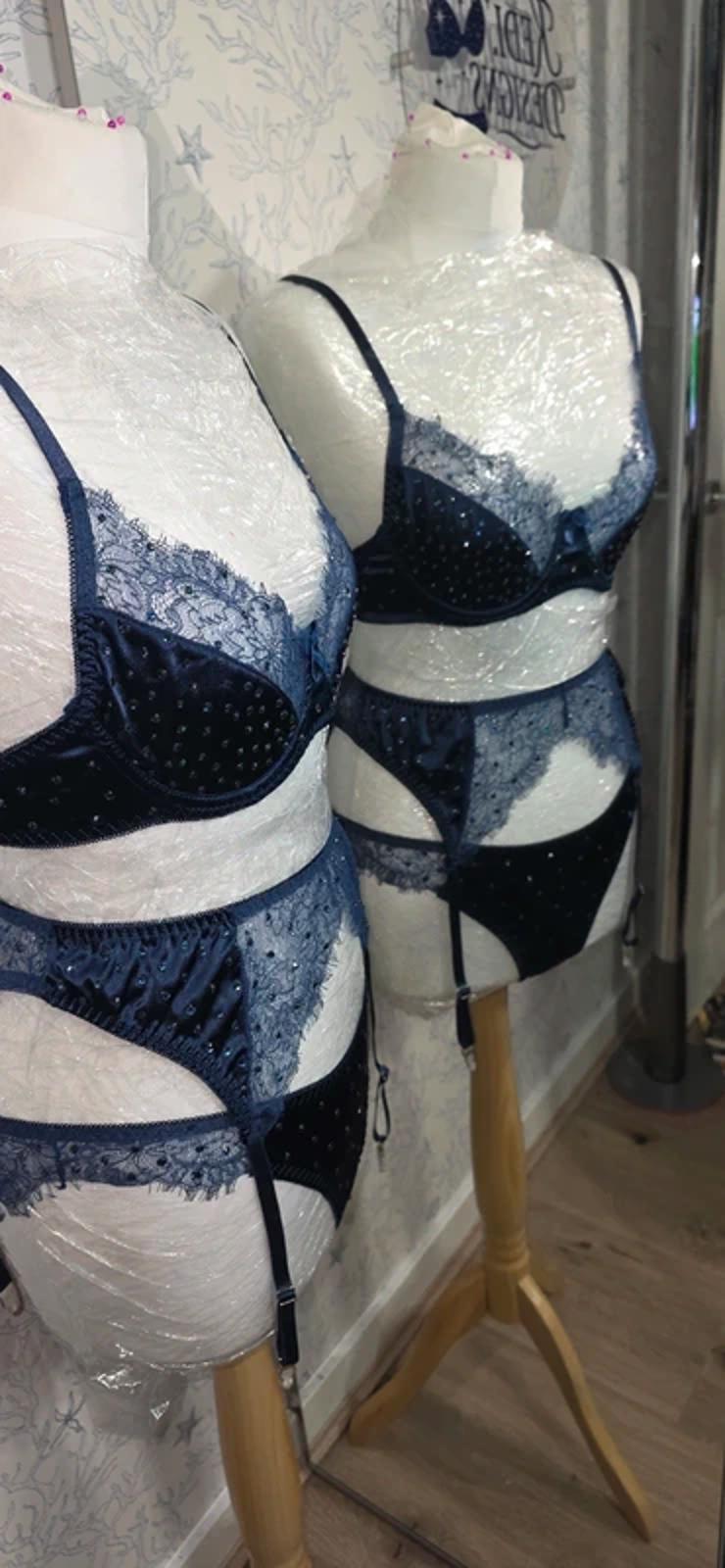 Blue Rhinestoned lingerie set size 8-10