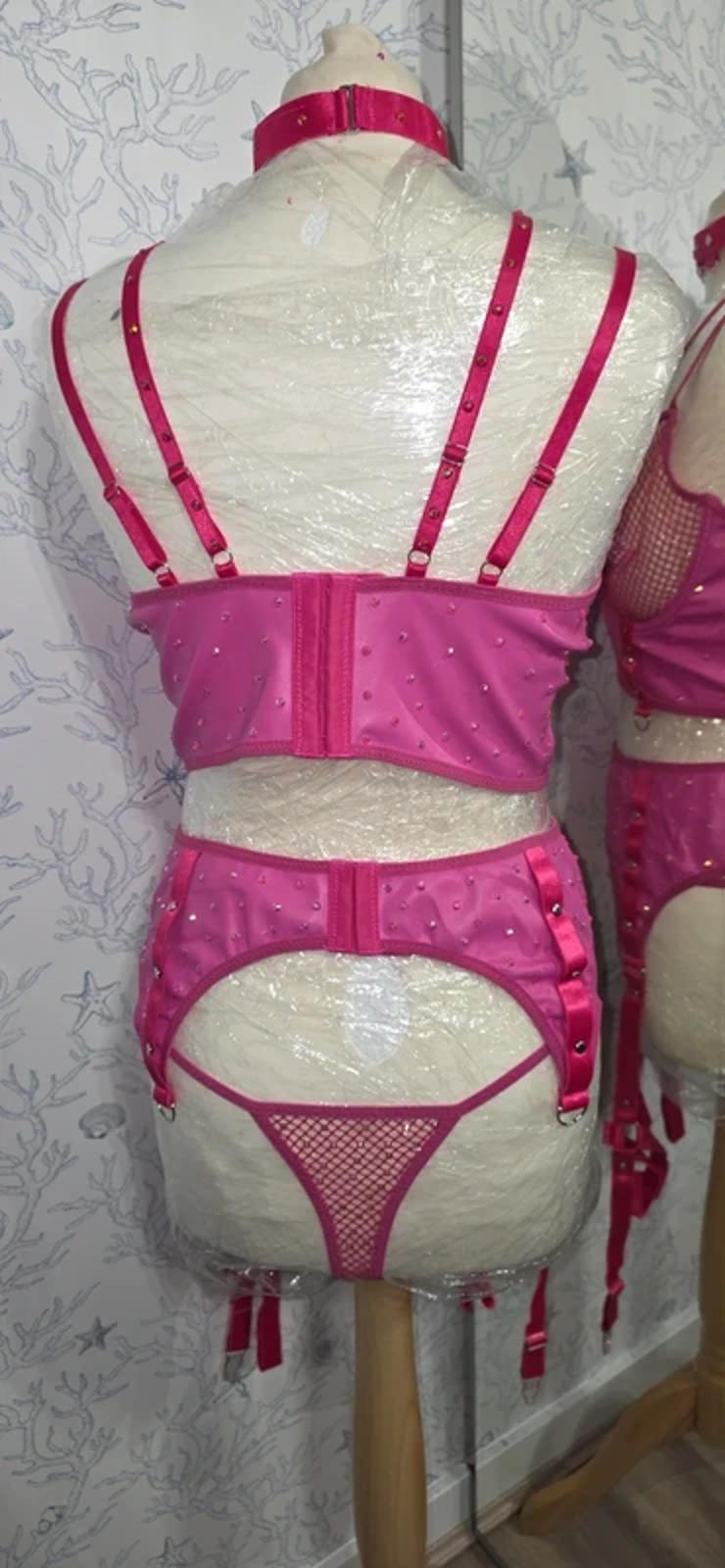 Pink Rhinestoned Lingerie set size 14-16