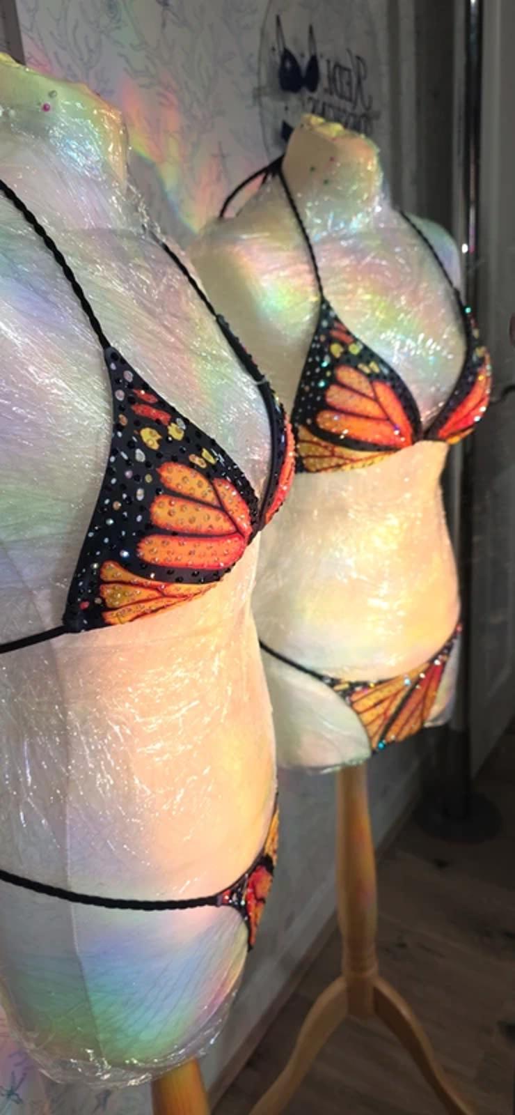 Rhinestoned Butterfly Bikini 8-10