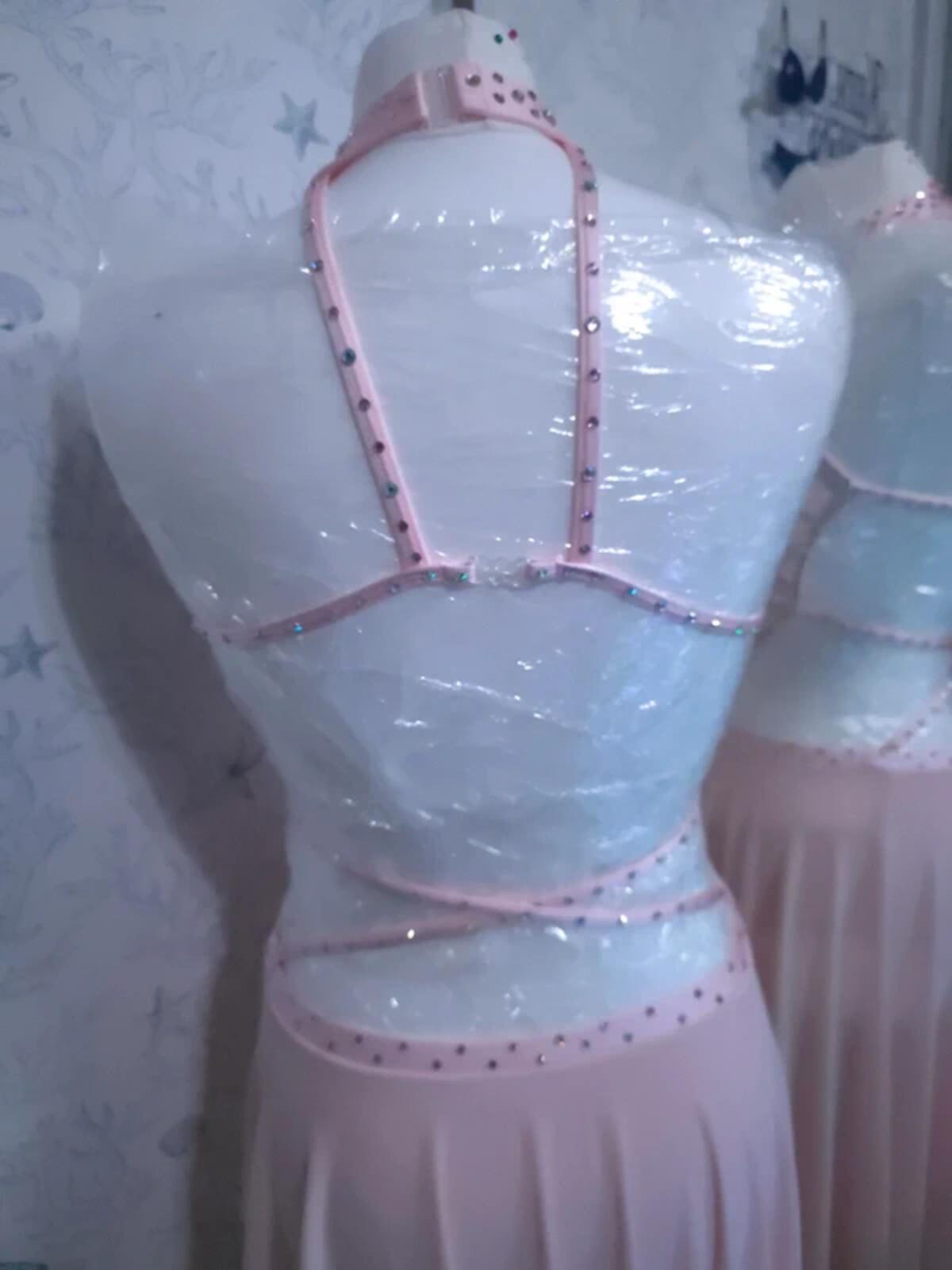 Pink Rhinestoned leotard skirt 8-10
