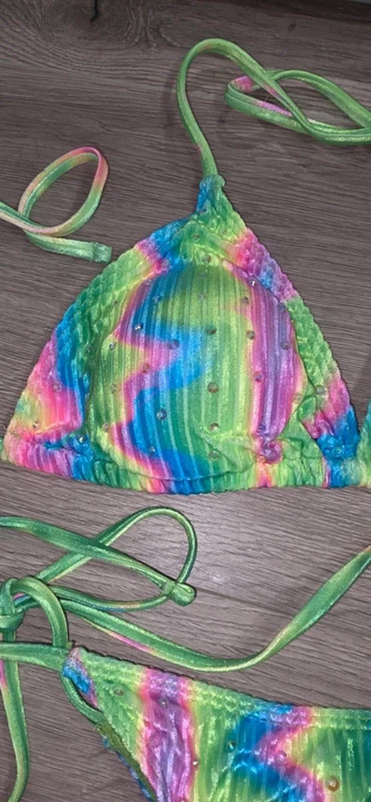 Rainbow rhinestoned bikini size 8-10