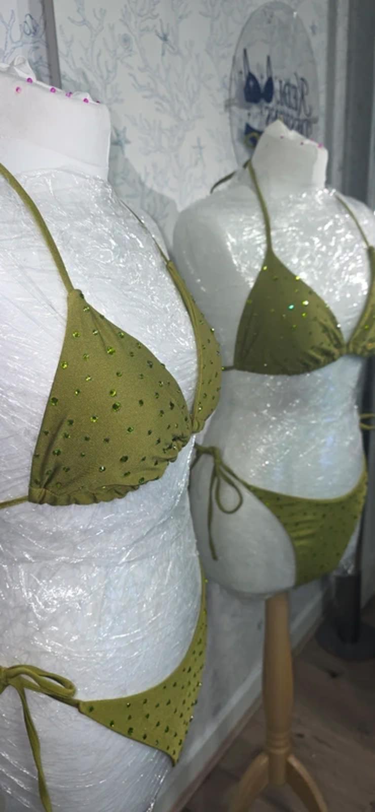 Green rhinestone Bikini size 12-14