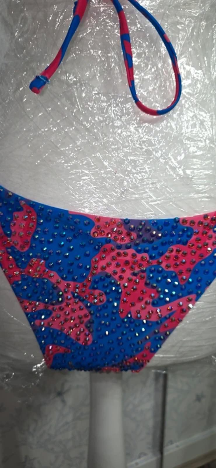 Blue and Pink Rhinestoned Bikini 12-14