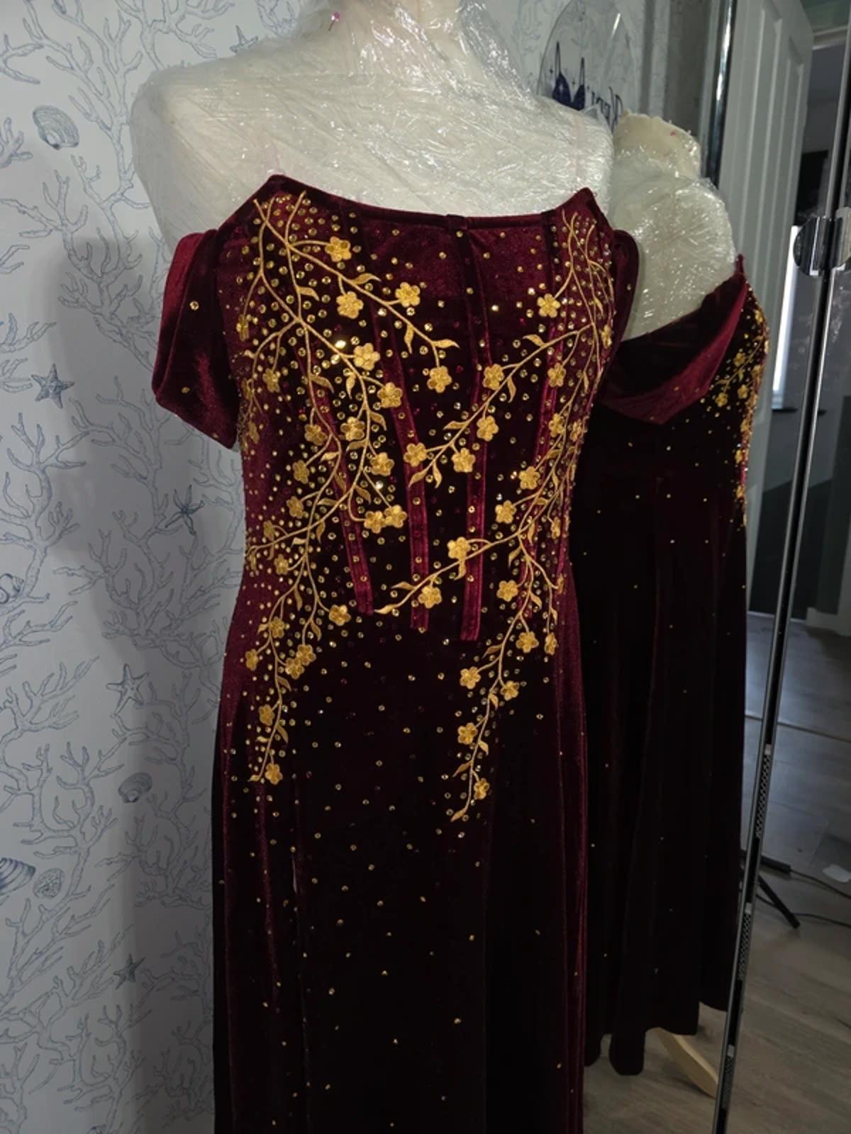 Custom Rhinestoned Velvet Fantasy Dress 12-14