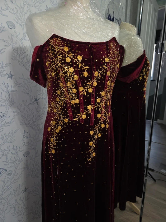 Custom Rhinestoned Velvet Fantasy Dress 12-14