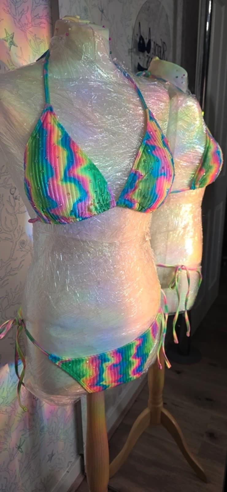 Rainbow rhinestoned bikini size 12-14