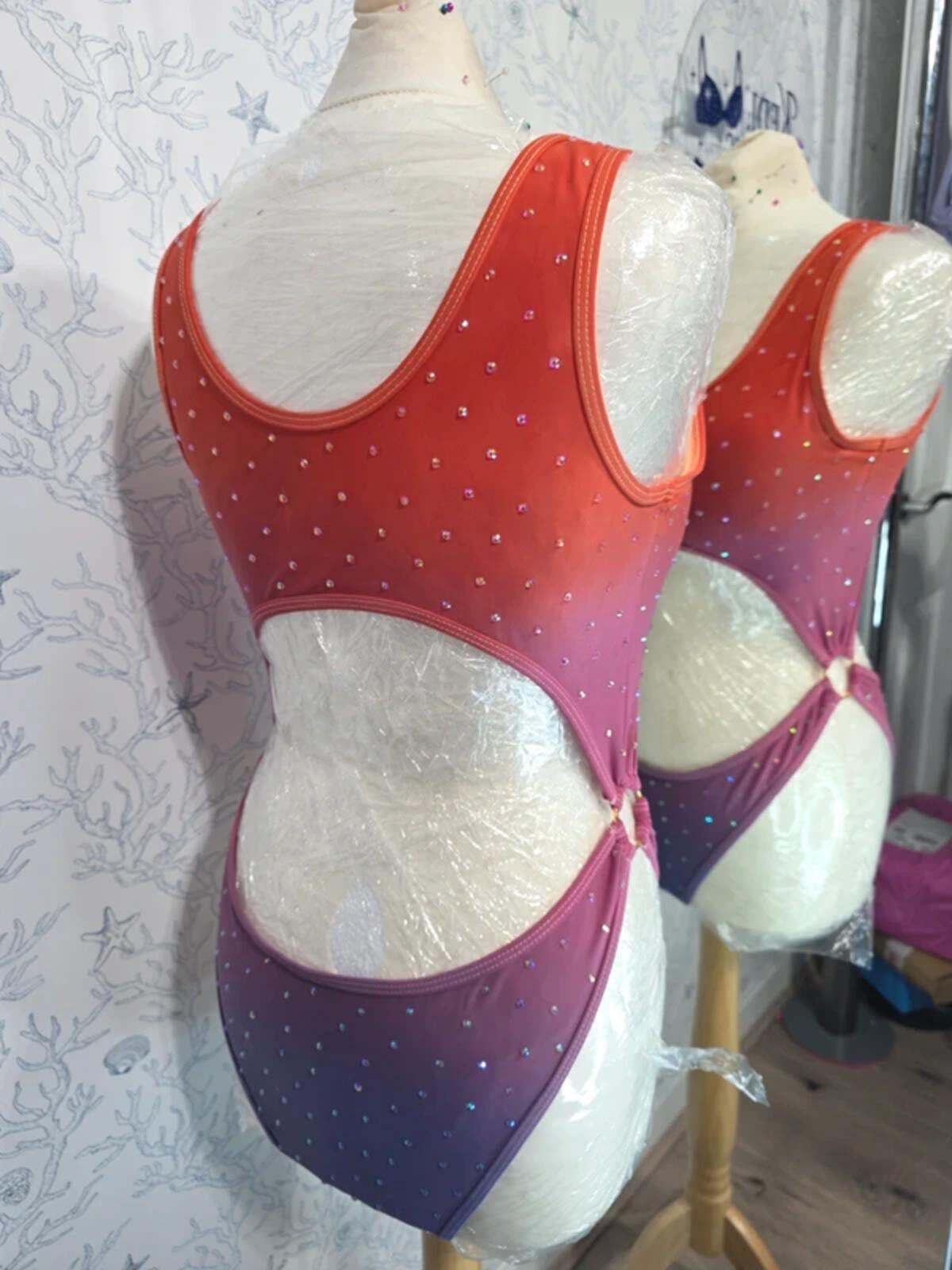 Ombre rhinestoned bodysuit 12-14