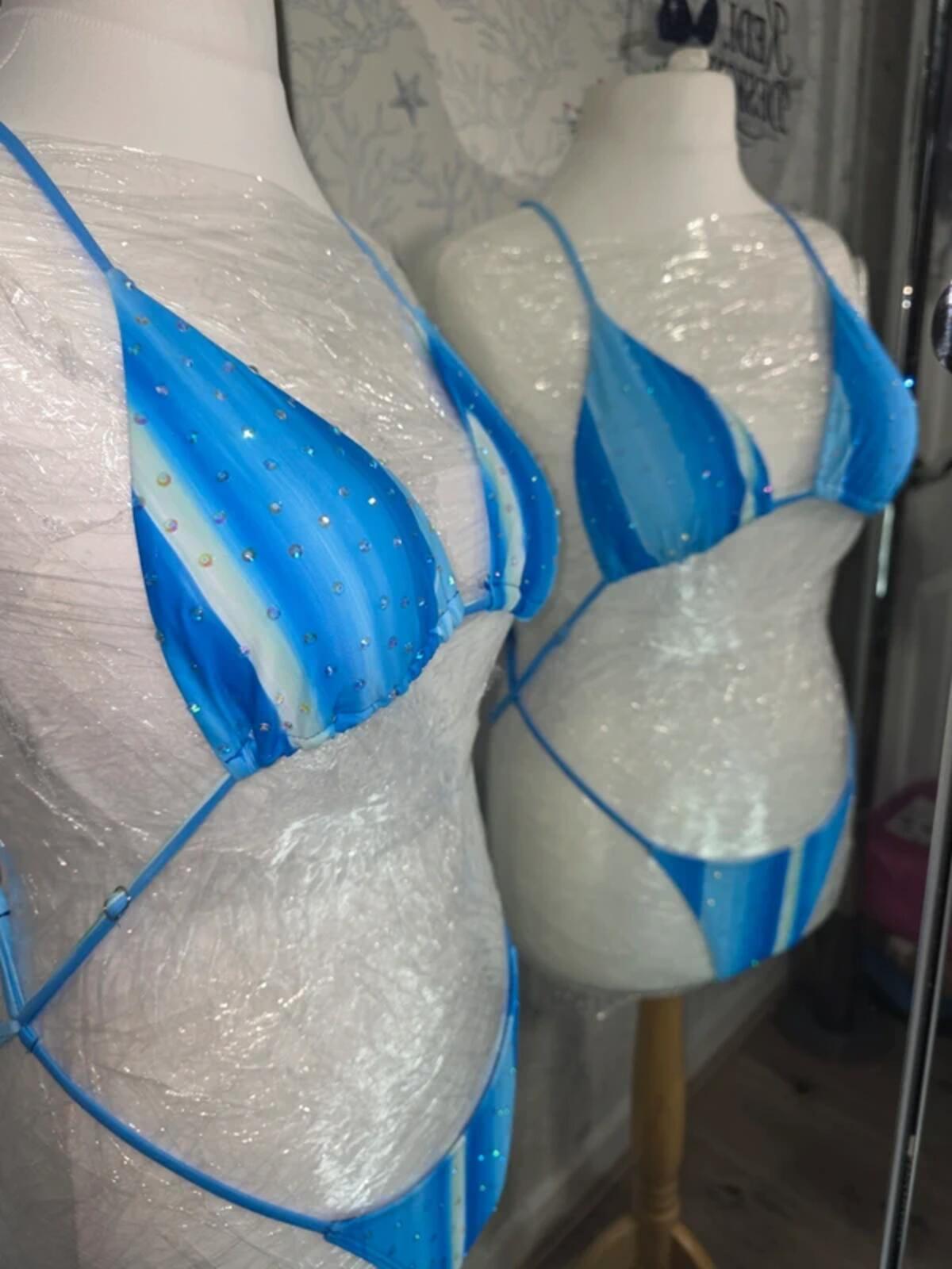 Blue Rhinestoned one piece 14-16