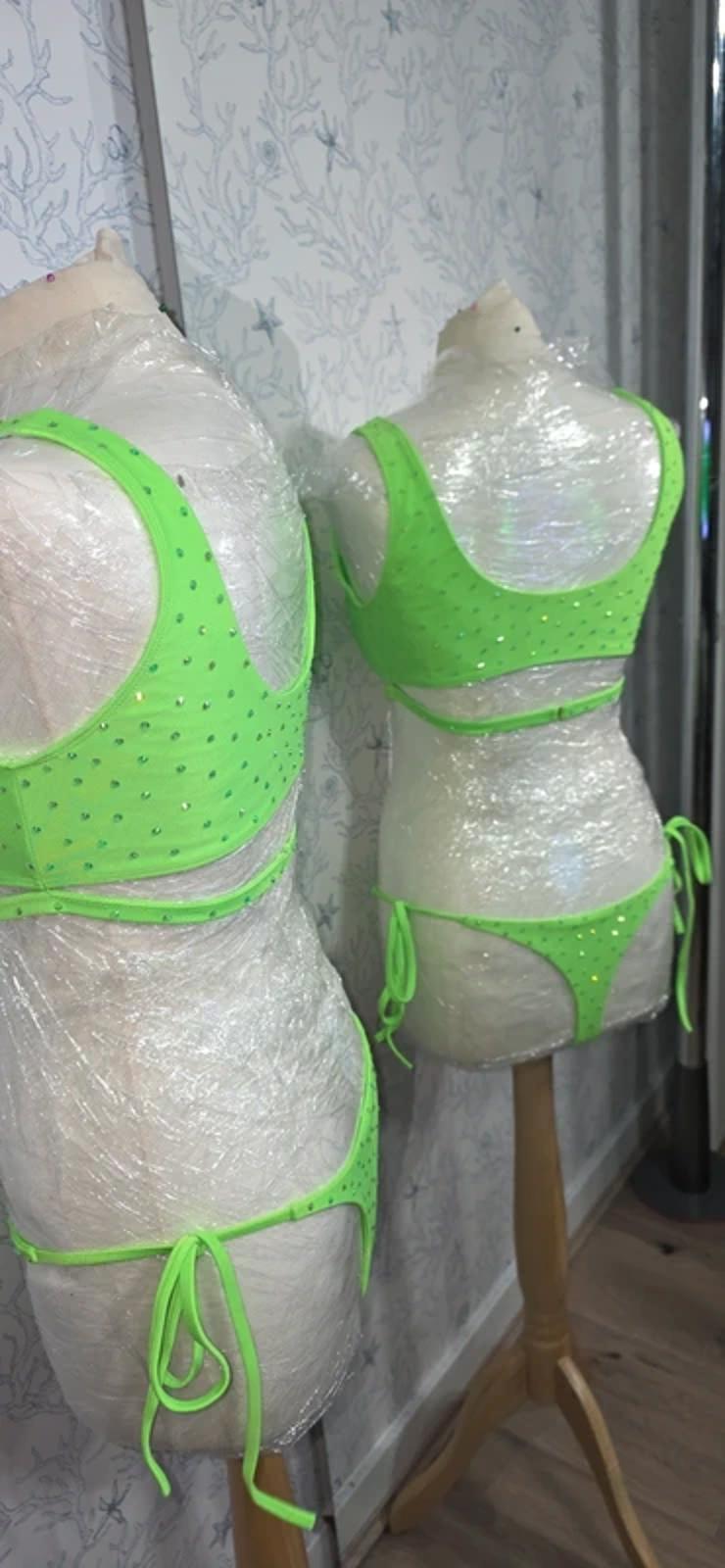 Green rhinestone Bikini 12-14
