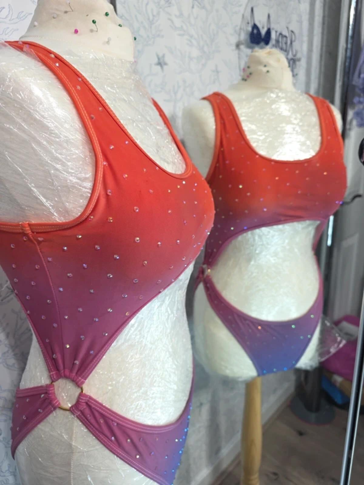 Ombre rhinestoned bodysuit 12-14