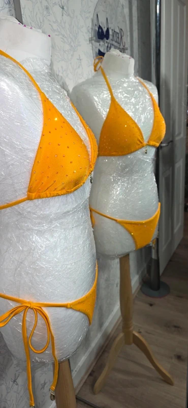 Orange Rhinestoned Bikini size 10-12