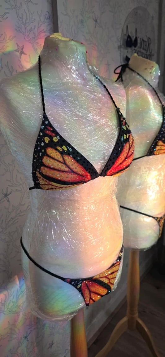 Rhinestoned Butterfly Bikini 8-10