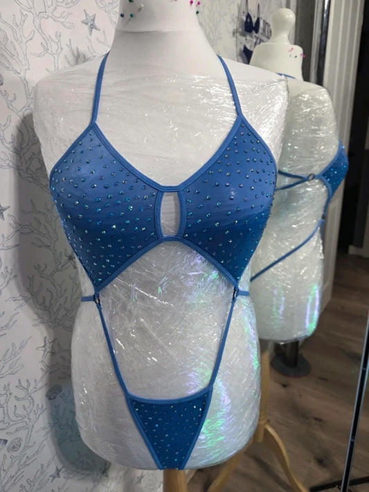 Violet Blue Rhinestoned bodysuit