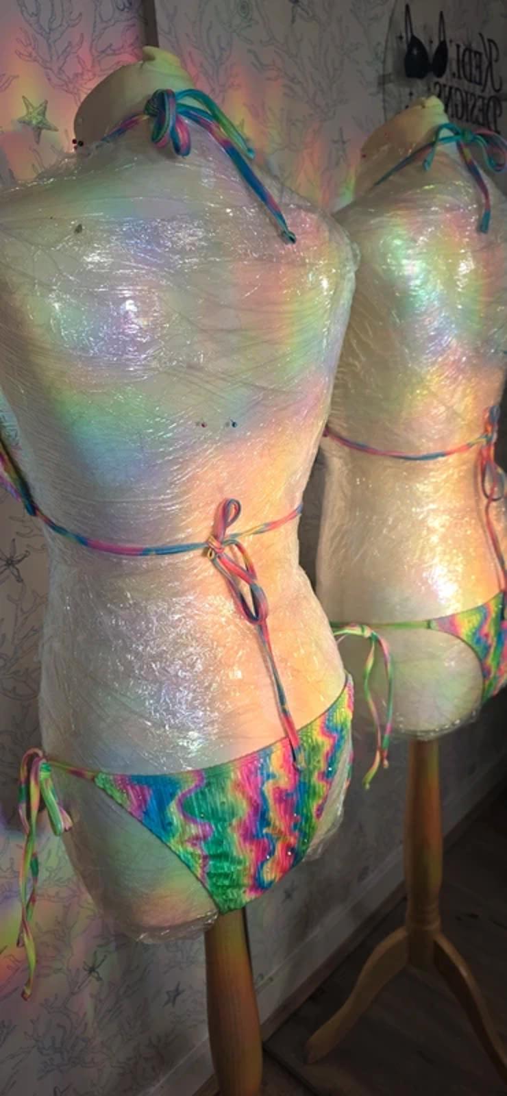 Rainbow rhinestoned bikini size 12-14