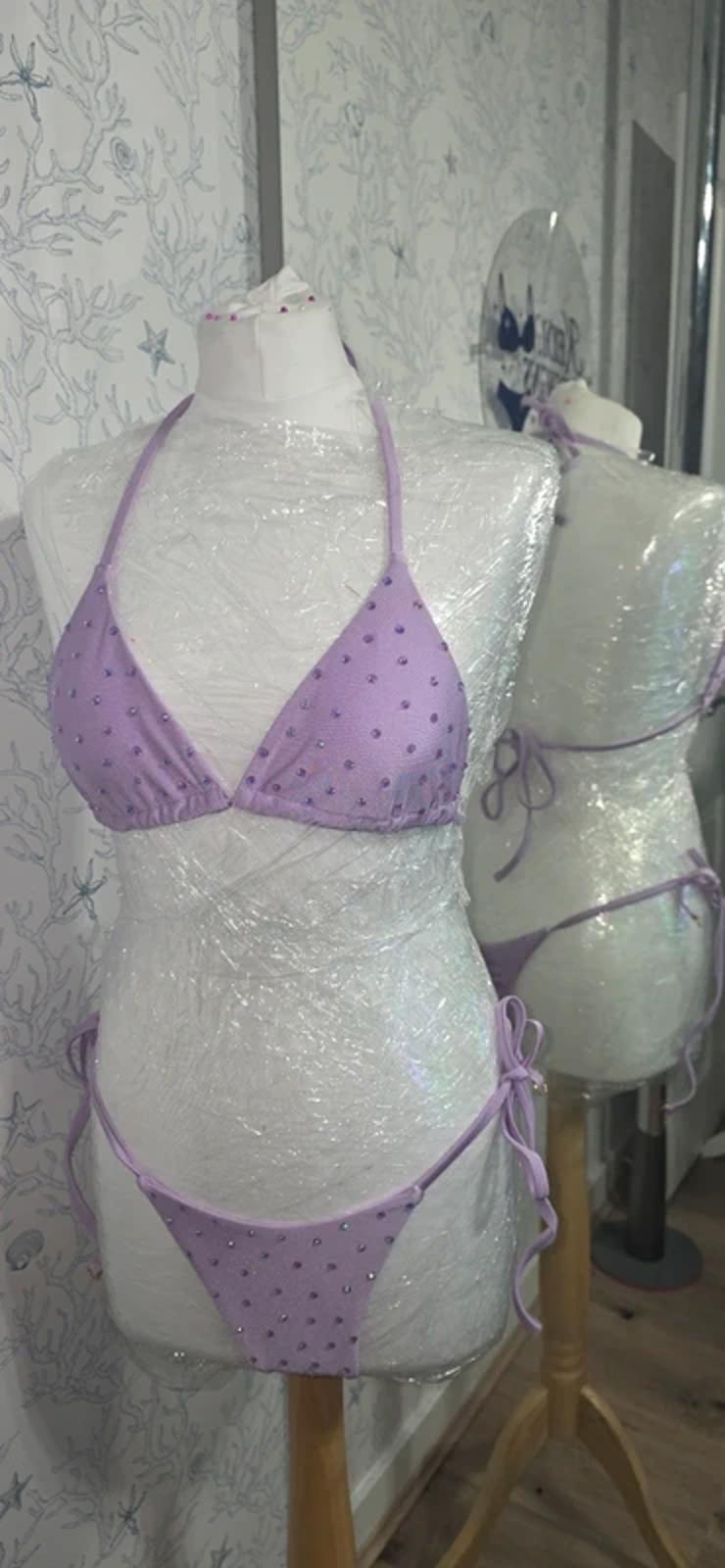 Lilac rhinestoned bikini size 6-8