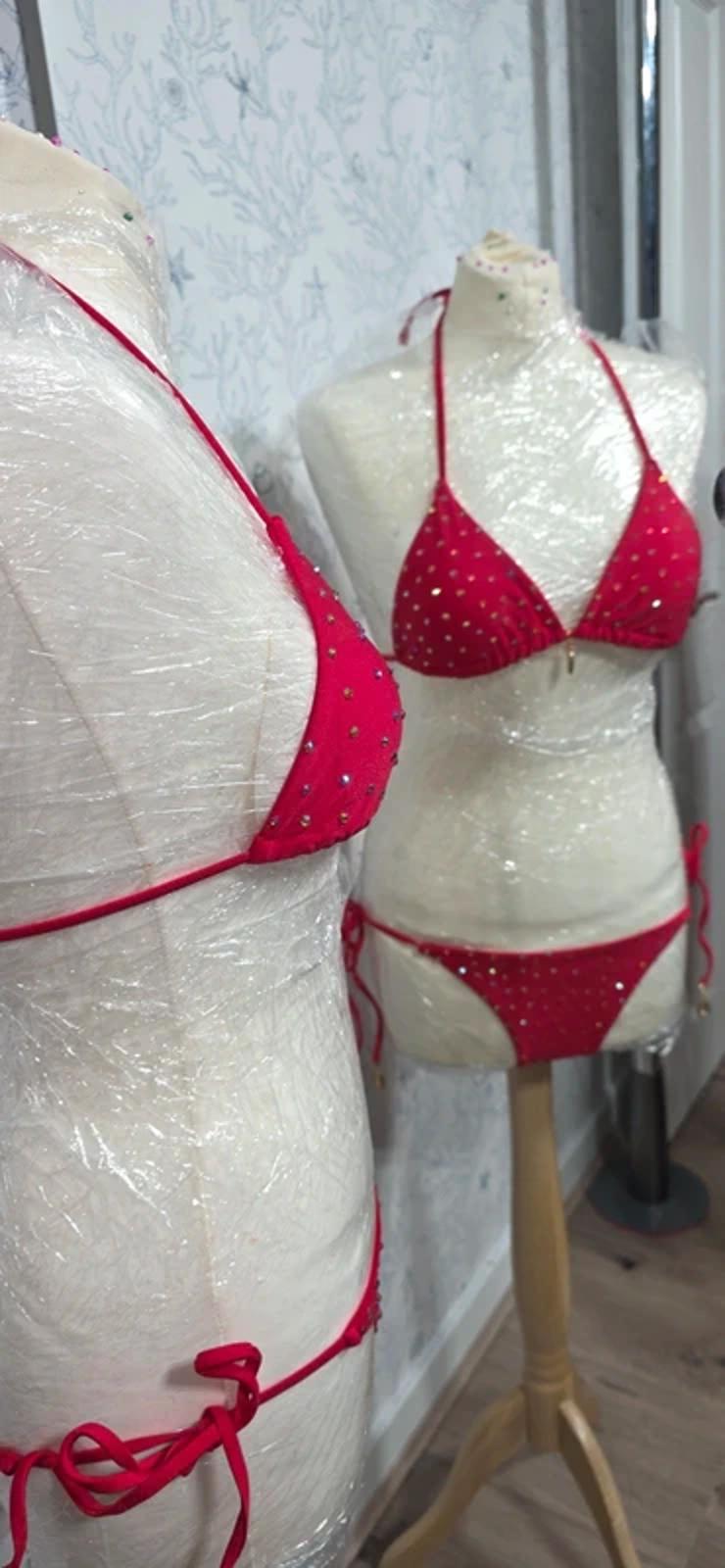 Red rhinestone bikini size 8