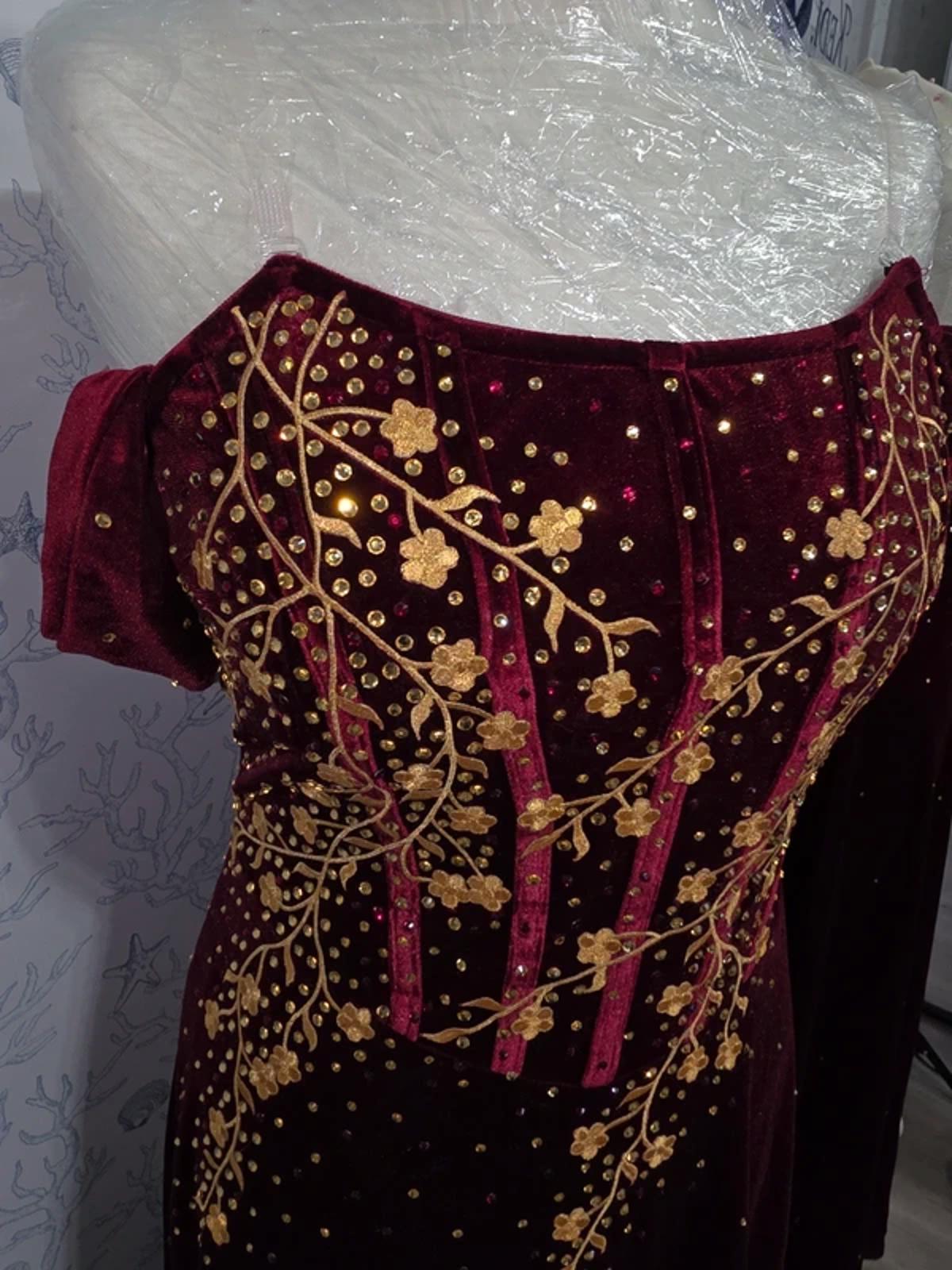 Custom Rhinestoned Velvet Fantasy Dress 12-14
