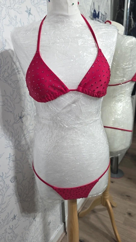 Red rhinestone bikini size 4-6