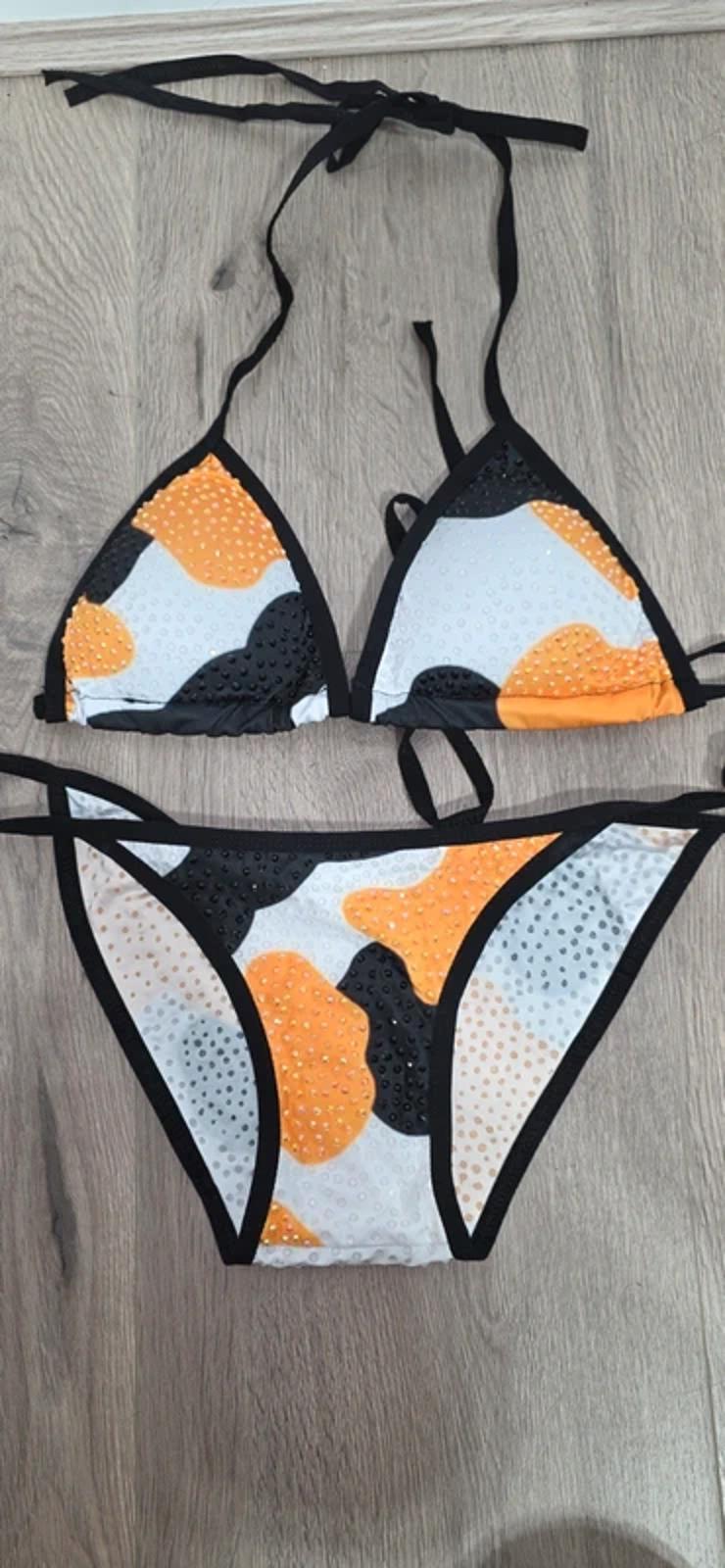 Calico rhinestoned bikini size 12-14