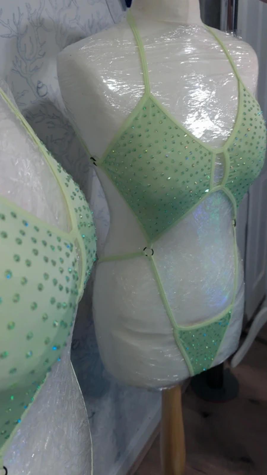 Light Green rhinestoned bodysuit