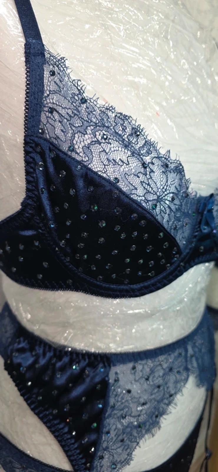 Blue Rhinestoned lingerie set size 8-10