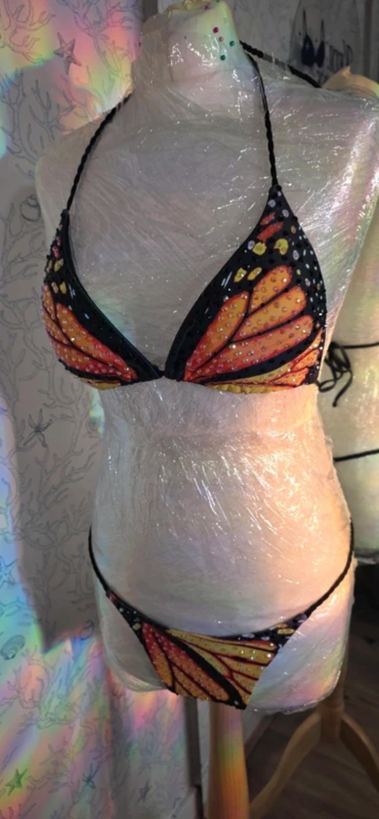 Rhinestoned Butterfly Bikini 8-10