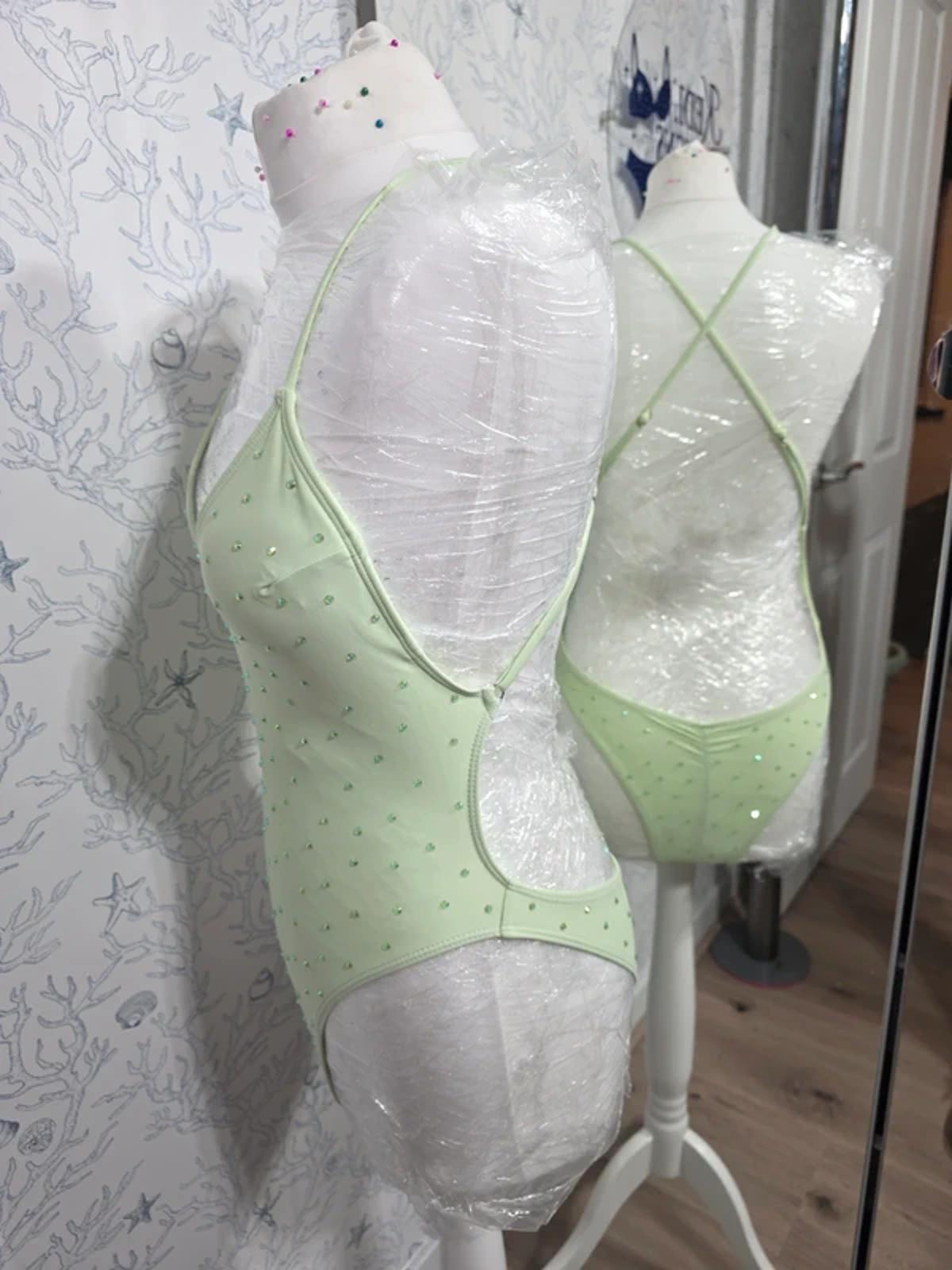 Light green rhinestoned bodysuit 8-10