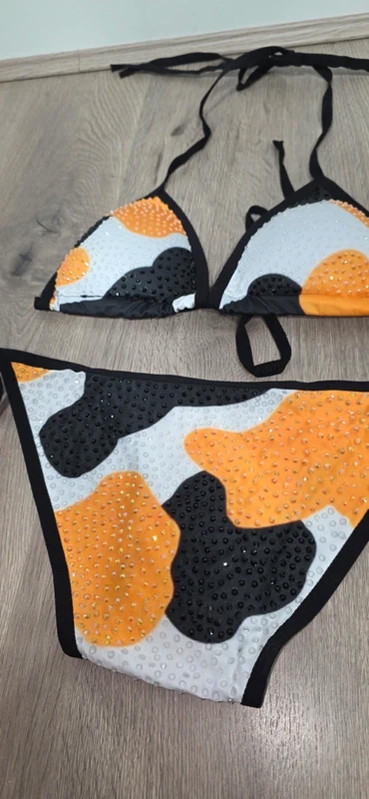 Calico rhinestoned bikini size 12-14