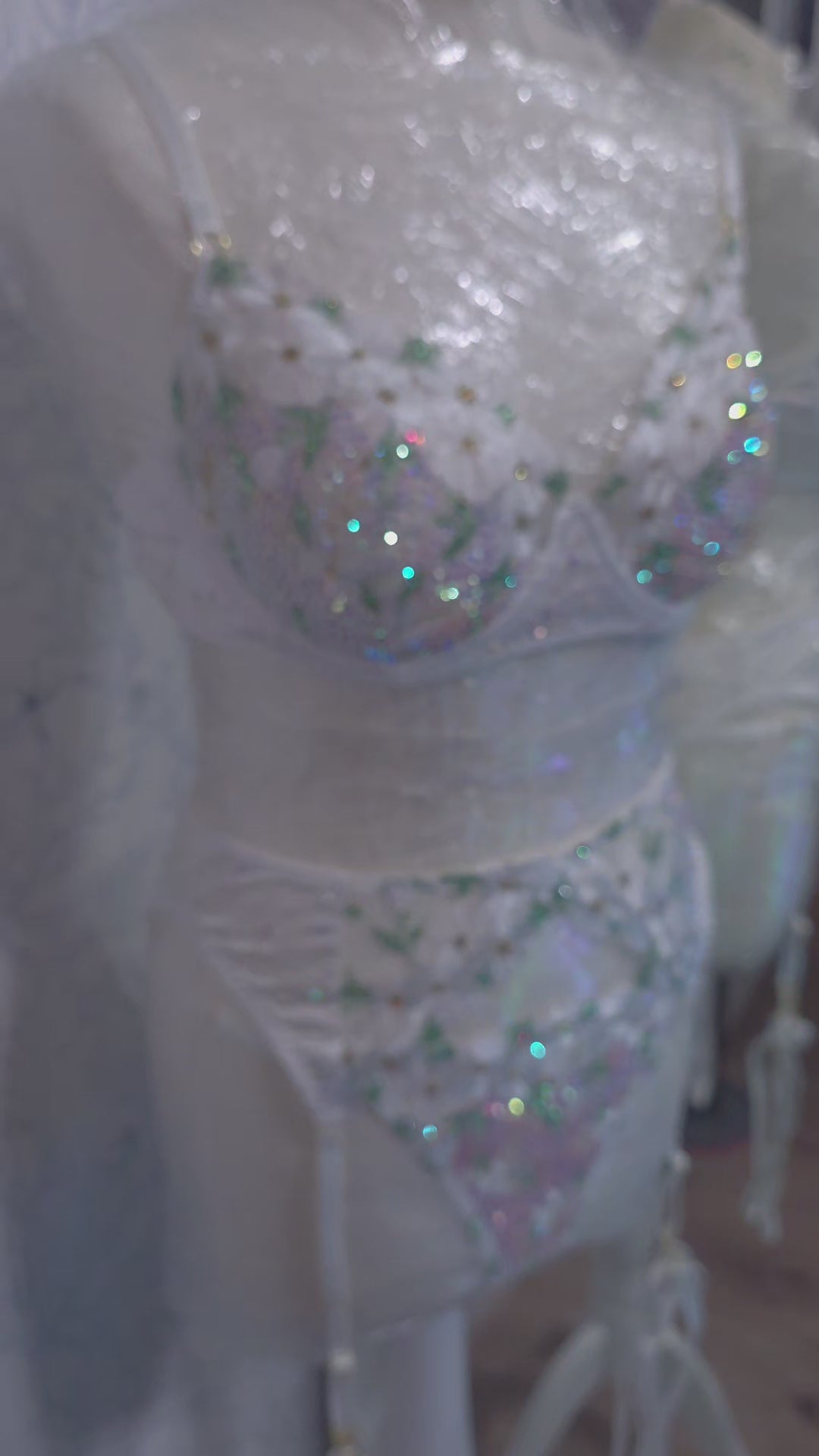 White rhinestoned lingerie set