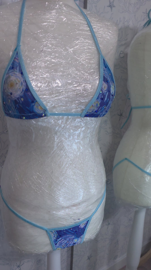 Starry Night light blue Set 4 inch 8-12