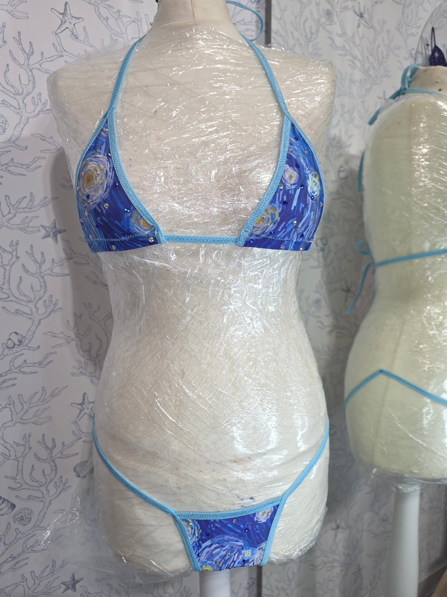 Starry Night light blue Set 4 inch 8-12